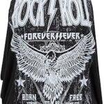 Chemise ample sans manches noire à imprimé rock n' roll forever pour femme
