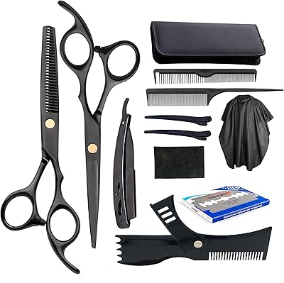 Ensemble d'outils de coupe de cheveux professionnels comprenant des ciseaux de coiffure, des ciseaux à effiler la barbe, un modèle de mise en forme de la barbe pour un salon de coiffure à usage domestique, 11 pièces. DIAYTAR COTE D'IVOIRE est une boutique en ligne qui se démarque par sa sélection exceptionnelle de produits. Avec plus de 300 000 références, elle répond à tous les besoins et à toutes les attentes de ses clients. Que vous cherchiez des produits pour vous-même ou pour offrir, DIAYTAR COTE D'IVOIRE a tout ce qu'il vous faut.