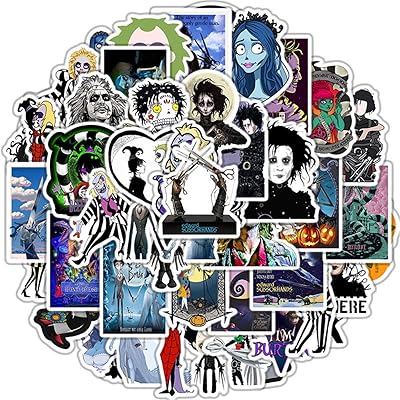 Lot de 50 autocollants de film d'halloween tim burton autocollants de style