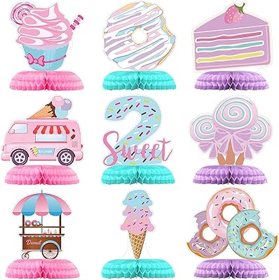 9 pièces décorations de fête d'anniversaire en forme de beignet centres de table