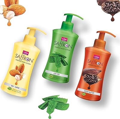 Lait corporel au safran vjone avec extrait d'aloe vera, beurre de cacao, amande