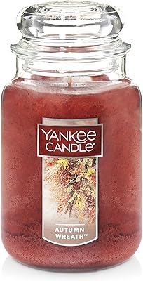 Bougie parfumée yankee candle autumn wreath, bougie classique longue durée à grande mèche