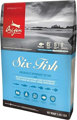 Nourriture sèche pour chats origin six fish, 5,4 kg