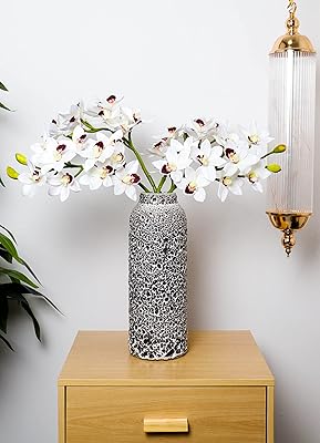 Yatai lot de 4 fleurs d'orchidées cymbidium artificielles au toucher réaliste, fausses fleurs