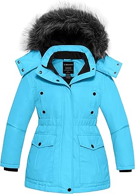 Manteau d'hiver épais pour fille, doudoune chaude et imperméable avec capuche en fausse
