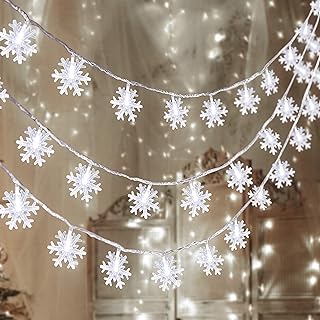Lot de 2 lumières de noël en forme de flocon de neige à