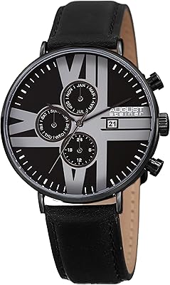 Montre à quartz pour homme august steiner, affichage analogique et bracelet en cuir