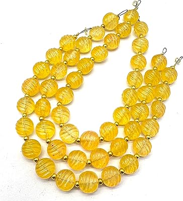 1 brin de quartz de calcite jaune 17 pièces environ perles taille 10x10mm