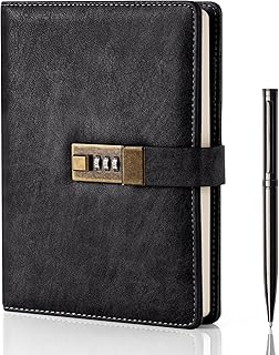 Journal wemate avec serrure, journal a5 en cuir pu avec serrure à combinaison
