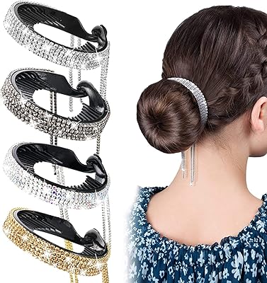 Accessoires pour cheveux en strass, 4 pièces, grande pince à chignon avec frange