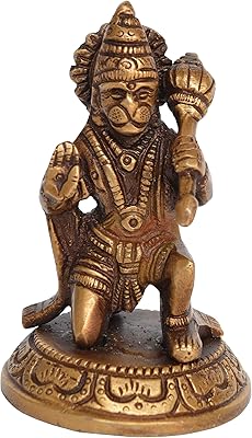 Idole hanuman antique assise aakrati avec galerie de trompettes - statue de danse