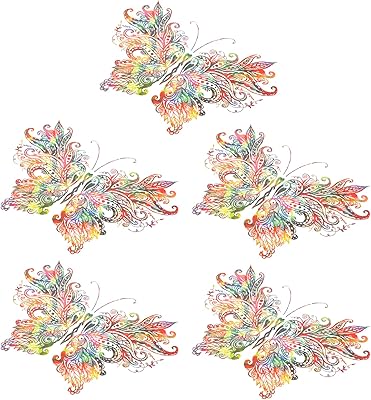 5 feuilles d'autocollants de transfert de chaleur papillon sur patchs autocollants papillon papillons