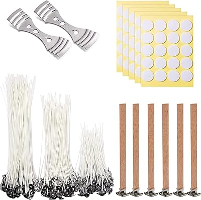 Kit de fabrication de bougies 150 mèches en coton avec autocollants pour mèche