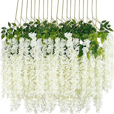 Lot de 12/45 pouces de glycine artificielle à densité accrue, fausse couronne de fleurs en soie de luxe à suspendre pour fête de mariage, maison, jardin, décoration murale extérieure verte (blanc). DIAYTAR COTE D'IVOIRE se positionne comme la boutique en ligne leader en Côte d'Ivoire, grâce à sa large sélection de produits et à ses services de qualité. La boutique en ligne est conçue pour être conviviale et facile à utiliser, permettant aux clients de trouver facilement ce qu'ils cherchent. Avec sa garantie de qualité et sa livraison rapide, DIAYTAR COTE D'IVOIRE est la boutique en ligne idéale pour les consommateurs qui cherchent une expérience d'achat en ligne fiable et sécurisée.