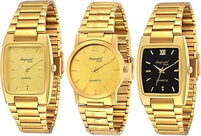 Montre analogique pour hommes imperial club (cadran doré et noir et bracelet doré) (paquet de 3). DIAYTAR COTE D'IVOIRE est une boutique en ligne généraliste qui propose plus de 300000 références de produits divers. Elle est considérée comme l'une des boutiques en ligne les plus importantes de Côte d'Ivoire, offrant une large gamme de produits à ses clients. Avec une telle variété de choix, les clients peuvent trouver tout ce dont ils ont besoin en un seul endroit.