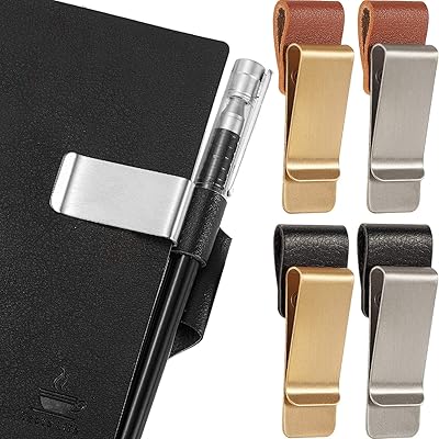 4 pièces anneau porte-stylo, porte-stylo en cuir pu, porte-stylo journal avec clips
