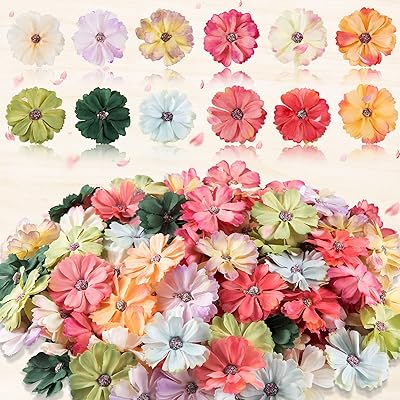 120 pièces têtes de fleurs artificielles pour l'artisanat fleur de marguerite en soie