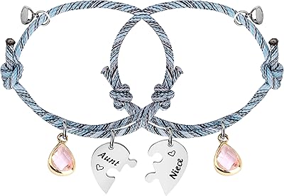 Ujims tante nièce multi distribution coeur correspondant corde bracelet cadeau nièce tante bijoux