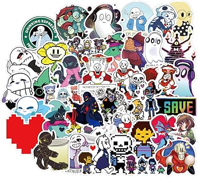50 autocollants imperméables undertale game pour ordinateur portable, livres, motos, vélos, valises, skis
