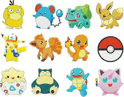 Matharaju kit de peinture diamant pour enfants 12 pièces, peinture diamant 5d