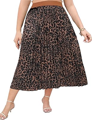 Kojooin jupe ample plissée surdimensionnée style bohémien pour femme, taille élastique, imprimée