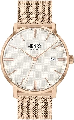Montre pour adulte henry london, analogique classique, quartz avec bracelet en acier inoxydable