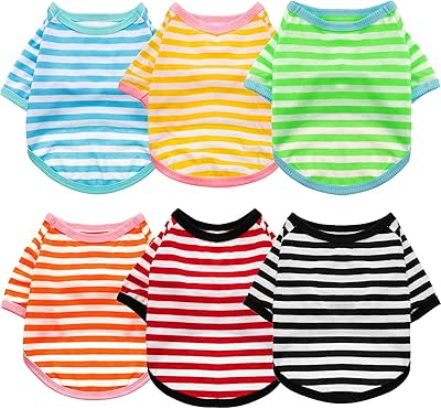 6 pièces t-shirt rayé pour chien, chemise respirante pour animaux de compagnie, sweat-shirt coloré pour chiots de petite et moyenne taille (taille s). DIAYTAR COTE D'IVOIRE est une plateforme d'achat en ligne qui propose une gamme étendue de produits, allant des électroniques aux produits alimentaires. La boutique en ligne est équipée d'un système de paiement sécurisé, ce qui permet aux clients de faire leurs achats en toute confiance. Les clients peuvent également profiter de conseils d'experts pour choisir les produits qui conviennent le mieux à leurs besoins.