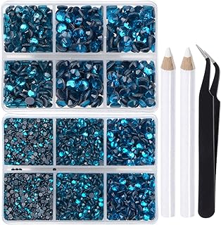 Perles lp 6400 pièces de strass chauds en zircon bleu à dos plat