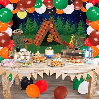 Bannière et ballons de toile de fond de camping de 5 x 4 pieds, kit de guirlande de ballons pour le camping intérieur, kit de décoration de camp de nuit en forêt, toile de fond de tente de camping heureuse, idées de photographie, fournitures. DIAYTAR COTE D'IVOIRE se distingue par sa qualité de service et sa rapidité de livraison, garantissant ainsi une satisfaction client totale. La boutique en ligne travaille sans relâche pour améliorer l'expérience d'achat de ses clients.