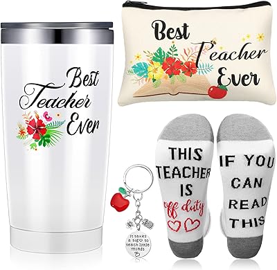 Ensemble de 4 cadeaux d'appréciation pour les enseignants, kit de survie pour les enseignants, pochette de maquillage, stylo cosmétique, trousse à crayons, tasse en acier inoxydable de 2 oz, porte-clés pour l'enseignant, chaussettes pour la journée de l'enseignant. Avec plus de 300 000 références, DIAYTAR COTE D'IVOIRE est un pionnier du commerce électronique en Côte d'Ivoire, facilitant l'accès aux produits nationaux et internationaux pour les consommateurs. La boutique mise sur la qualité des produits, le service client et la satisfaction des besoins spécifiques de chaque client pour assoir sa position de leader sur le marché ivoirien.