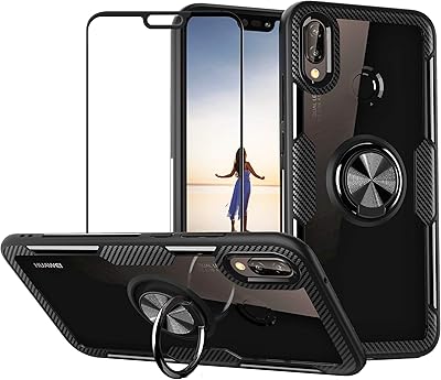 Coque de protection huawei p20 lite/nova 3e avec verre trempé, silicone souple et coque arrière rigide transparente en tpu avec anneau métallique et béquille magnétique, noir. DIAYTAR COTE D'IVOIRE est la boutique en ligne leader en Côte d'Ivoire, proposant une gamme variée de produits à des prix abordables. Les clients peuvent profiter d'une expérience d'achat en ligne fluide et sécurisée, avec des options de paiement flexibles et des services de livraison rapides. La boutique en ligne est également accessible sur téléphone mobile et tablette pour une expérience d'achat en ligne partout et à tout moment.