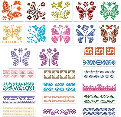 Occuwzz® pochoirs de peinture papillon, 26 pièces pochoir mural de peinture à motif