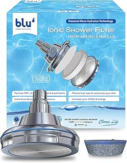 Filtre de douche bleu - douche murale - pommeau de douche traité