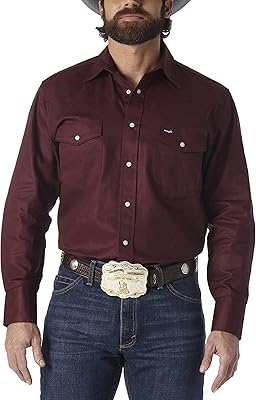 Chemise de travail du midwest à manches longues wrangler pour hommes avec boutons