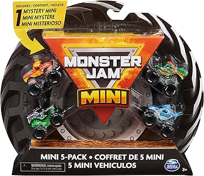 Monster jam monster jam trucks, paquet de 5 avec camion mystère, échelle 1:87