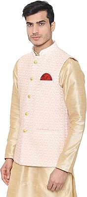 Wdcz veste de fête en faux coton banarsi bandhgala nehru modi pour hommes