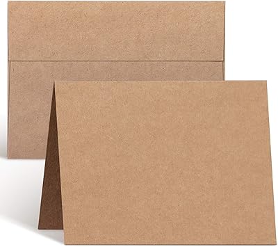 Cartes et enveloppes vierges de 100 pièces, papier kraft épais 5x7, enveloppes a7