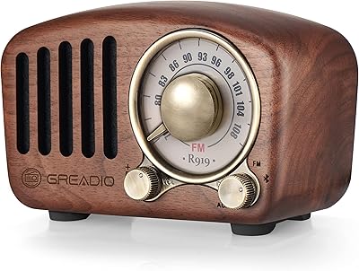 Haut-parleur bluetooth rétro vintage - radio fm en bois de noyer gredio