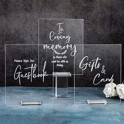 3 pièces de panneaux de décoration de table transparents avec support de panneau