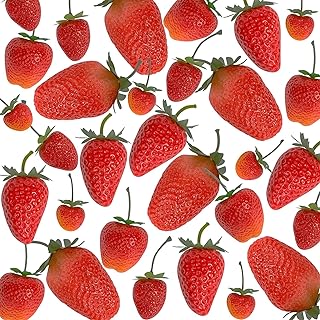 30 pièces de fraises artificielles de tailles assorties, ornement de fruits artificiels