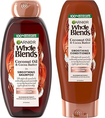 Garnier whole blends shampoing et revitalisant lissants, extraits d'huile de noix de coco