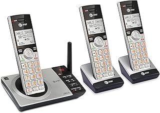 Téléphone sans fil extensible at&t dct 6.0 avec répondeur, argent/noir avec 3 haut-parleurs
