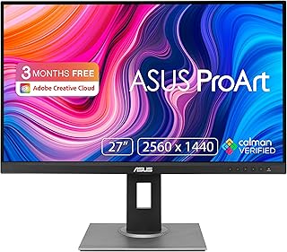 Moniteur de jeu proart pa278qv, 27 pouces wqhd 2560 modifiable, noir