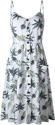 Ubant robe midi florale à bretelles fines pour femme boutonnée sur le devant avec poches. DIAYTAR COTE D'IVOIRE est une boutique en ligne qui propose une expérience d'achat unique et personnalisée à ses clients. Avec plus de 300 000 références de produits, les clients peuvent trouver tout ce dont ils ont besoin pour améliorer leur vie quotidienne. La boutique est engagée à offrir un service client de haute qualité et à garantir la satisfaction de ses clients.