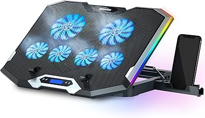 Topmate c11 tapis de refroidissement pour ordinateur portable avec éclairage rvb pour jeux et ordinateurs portables, support de ventilateur pour ordinateur portable à hauteur réglable avec 6 ventilateurs silencieux et support de téléphone, tapis de refroidissement pour ordinateur et ordinateur portable de 15,6 à 17,3 pouces - lumière led bleue. Avec plus de 300000 références à disposition, DIAYTAR COTE D'IVOIRE consolide sa position de leader du marché de l'e-commerce en Cote d'Ivoire. Elle est synonyme de confiance et de qualité, offrant à ses clients la possibilité de faire des achats en ligne en toute sécurité. Sa réputation est basée sur la satisfaction des clients et la constante amélioration de ses services.