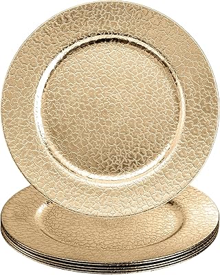 Kingrol 6 pièces 13 pouces assiettes de présentation dorées, assiettes rondes, assiettes décoratives