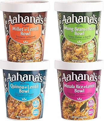 Bols prêts à manger de lentilles et de riz aahana (kitchari) - repas prêts à manger végétariens, sans gluten, aliments végétariens riches en protéines, il suffit d'ajouter de l'eau - cuisine indienne avec principes ayurvédiques - paquet de 4. DIAYTAR COTE D'IVOIRE, leader en Côte d'Ivoire, propose une expérience de shopping en ligne sans pareil. Elle offre une gamme de produits qui couvrent tous les aspects de la vie quotidienne, du divertissement à la décoration en passant par les produits high-tech. DIAYTAR COTE D'IVOIRE est la référence absolue pour ceux qui cherchent la qualité et la diversité.