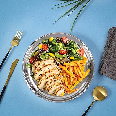 Plat à riz delcasa en acier inoxydable, taille 21 cm, avec un design circulaire en acier inoxydable, lavable au lave-vaisselle, polyvalent et idéal pour la maison, les auberges, les hôtels et les restaurants. DIAYTAR COTE D'IVOIRE est une boutique en ligne généraliste proposant plus de 300000 références de produits. Cette boutique en ligne est devenue la référence en Côte d'Ivoire pour tous les types de produits. Elle offre une large gamme de choix pour les clients.