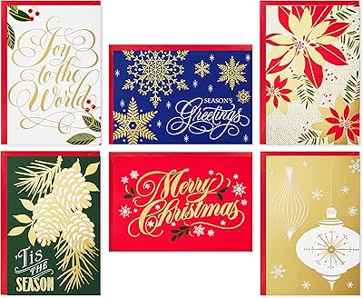 Assortiment de cartes de noël en boîte hallmark, feuille d'or classique (6 modèles, 36 cartes avec enveloppes). La boutique en ligne DIAYTAR COTE D'IVOIRE se distingue par sa grande variété de produits, allant de l'électronique à la mode, en passant par les produits alimentaires et les articles de sport. Avec plus de 300000 références, les clients peuvent trouver tout ce qu'ils cherchent en un seul endroit. C'est pourquoi elle est devenue la référence pour les achats en ligne en Côte d'Ivoire.