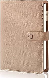 Cahier à spirale en cuir, carnet d'écriture à 6 anneaux rechargeable, organisateur personnel
